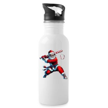 Santa Swing Baseball - Water bottle with straw - white - Right