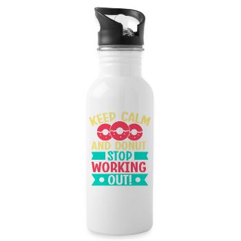Fitness Fanatics Keep Calm Donut Stop Calisthenics - Trinkflasche mit integriertem Trinkhalm - Weiß - Rechts