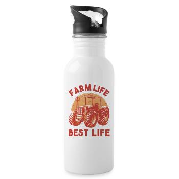 Farm Life is the Best Life Tractor - Water bottle with straw - white - Right