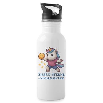 Unicorn Handball Seven Stars Seven Meters - Water bottle with straw - white - Right