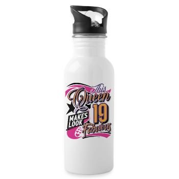 19th Birthday Queen Women - Water bottle with straw - white - Right