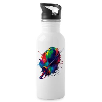 Fencing Splash Art - Fencing Sport Mask and Sword - Water bottle with straw - white - Right