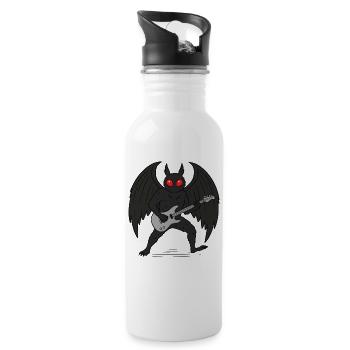 Mothman Rock Guitar Cryptid - Trinkflasche mit integriertem Trinkhalm - Weiß - Rechts