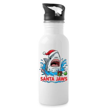 Shark Christmas - Water bottle with straw - white - Right