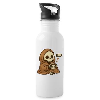 Low Battery Skelett – Cozy Kaffee - Trinkflasche mit integriertem Trinkhalm - Weiß - Rechts