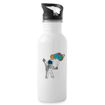 Niedlicher Astronaut Planeten Space Explorer Geburtstag - Trinkflasche mit integriertem Trinkhalm - Weiß - Rechts