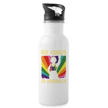 No Kings In America Patriotic LGBTQ Liberty - Water bottle with straw - white - Right