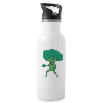 Broco Lee Broco Lee Broccoli Arts martiaux Kung Fu Jun de mots - Gourde avec paille intégrée - blanc - Droite