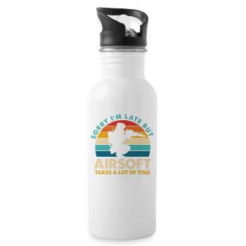 Retro Airsoft Time Delay Design - Water bottle with straw - white - Right