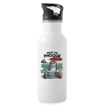 Normandy Seal Pride Humor Gift - Water bottle with straw - white - Right