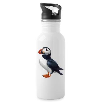Puffin Papageientaucher - Trinkflasche mit integriertem Trinkhalm - Weiß - Rechts