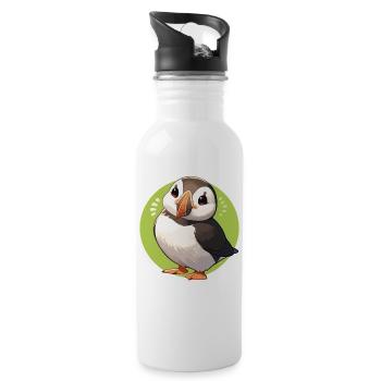 Puffin Papageientaucher - Trinkflasche mit integriertem Trinkhalm - Weiß - Rechts