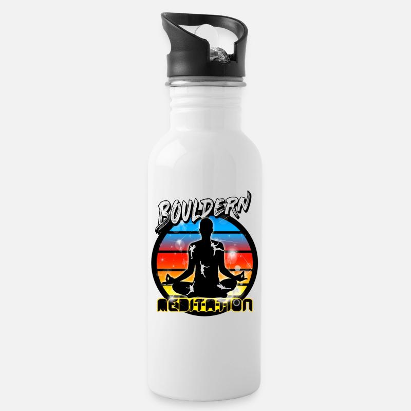Bouldern und klettern - Trinkflasche mit integriertem Trinkhalm - Weiß