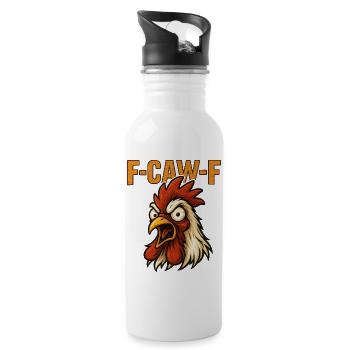 F-Caw-F Hühnercomic im Cartoonstil fuck off - Trinkflasche mit integriertem Trinkhalm - Weiß - Rechts
