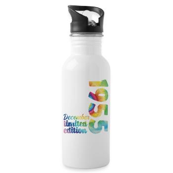 Geburtstag Dezember 1955 Geschenk Tie And Dye Tee - Trinkflasche mit integriertem Trinkhalm - Weiß - Rechts