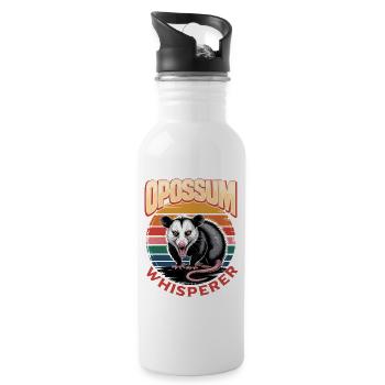 Funny Opossum - Water bottle with straw - white - Right