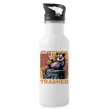 Funny Opossum - Water bottle with straw - white - Right