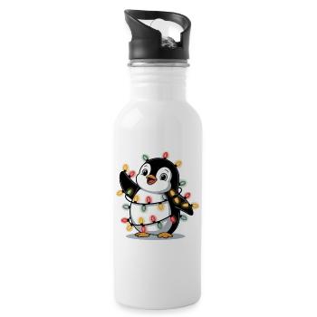 Penguin with fairy lights - Water bottle with straw - white - Right