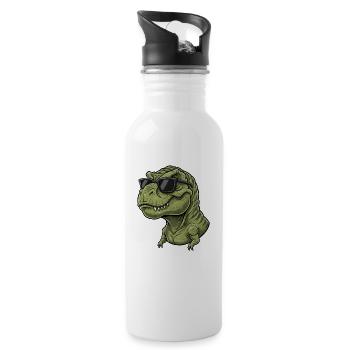 Lunettes de soleil de dinosaure de dessin animé T-Rex amusantes - Gourde avec paille intégrée - blanc - Droite