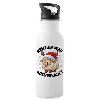 Rentier war ausverkauft Schaf Lustig Weihnachten - Trinkflasche mit integriertem Trinkhalm - Weiß - Rechts