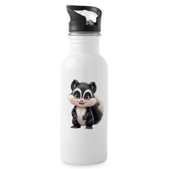 Niedliches Stinktier Charme - Trinkflasche mit integriertem Trinkhalm - Weiß - Rechts