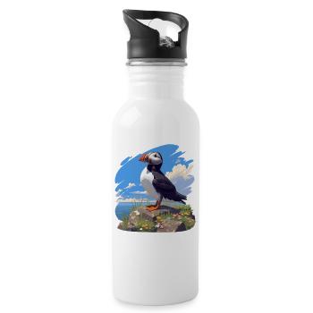 Puffin Papageientaucher - Trinkflasche mit integriertem Trinkhalm - Weiß - Rechts