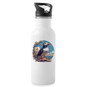 Puffin Papageientaucher - Trinkflasche mit integriertem Trinkhalm - Weiß - Rechts