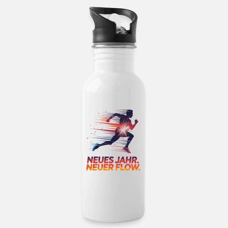 Nouvel An Nouvel Flow Coureur Motivation Jogging - Gourde avec paille intégrée - blanc