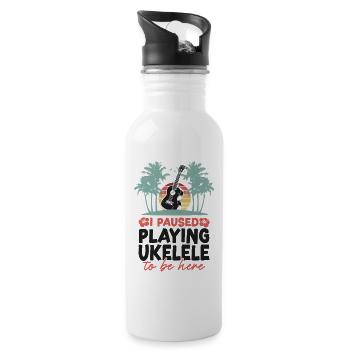Hawaiian Ukulele Uke I Paused - Trinkflasche mit integriertem Trinkhalm - Weiß - Rechts