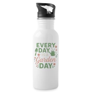 Every Day is a Garden Day - Trinkflasche mit integriertem Trinkhalm - Weiß - Rechts