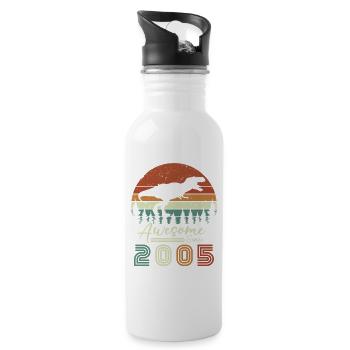 awsome_since_dinaseur_2005 - Water bottle with straw - white - Right