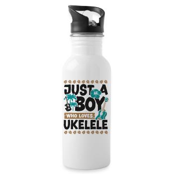 Hawaiian Ukulele Uke Boy Just A - Trinkflasche mit integriertem Trinkhalm - Weiß - Rechts