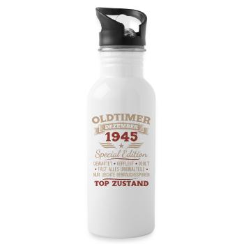 Cadeau du 80e anniversaire Voiture ancienne décembre 1945 - Gourde avec paille intégrée - blanc - Droite