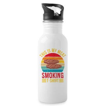 Vintage This Is My Meat Smoking T-shirt BBQ Smoke - Water bottle with straw - white - Right