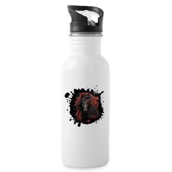 Black horse with red splatter - Water bottle with straw - white - Right