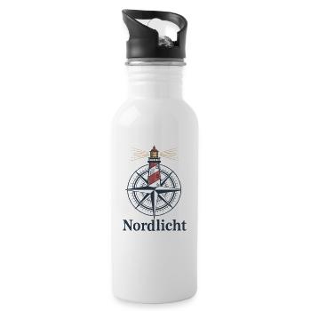Northern Lights Lighthouse Compass North Sea Coast Baltic Sea - Water bottle with straw - white - Right