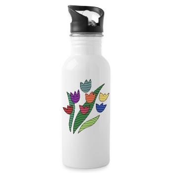 Fleur - Gourde avec paille intégrée - blanc - Droite