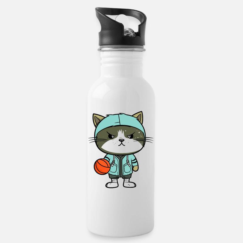 Basket-ball pour chats - Gourde avec paille intégrée - blanc