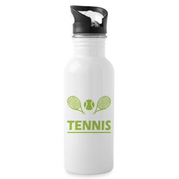 Joueur de tennis offre des tenues de paroles de tennis - Gourde avec paille intégrée - blanc - Droite