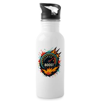 Boost Anzeige Explosiv, Turbo Tuning Shirt - Trinkflasche mit integriertem Trinkhalm - Weiß - Rechts