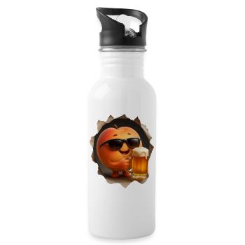 Peach Beer - Water bottle with straw - white - Right