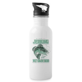 Always Jerking My Rod Funny Fishing - Water bottle with straw - white - Right