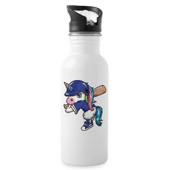 Einhorn-Softballspieler Dabbing Lustiges Sportmädchen - Trinkflasche mit integriertem Trinkhalm - Weiß - Rechts