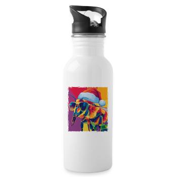 Biene Weihnachten Porträt - Trinkflasche mit integriertem Trinkhalm - Weiß - Rechts