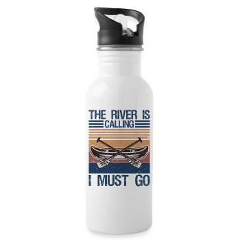 The river is calling and I must go Canoe Paddling - Trinkflasche mit integriertem Trinkhalm - Weiß - Rechts