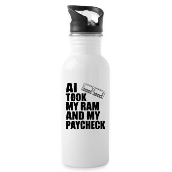 KI hat meinen RAM und mein Gehalt genommen - Trinkflasche mit integriertem Trinkhalm - Weiß - Rechts