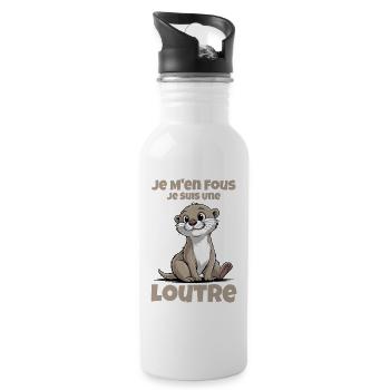 I don't care I'm a gift otter - Water bottle with straw - white - Right