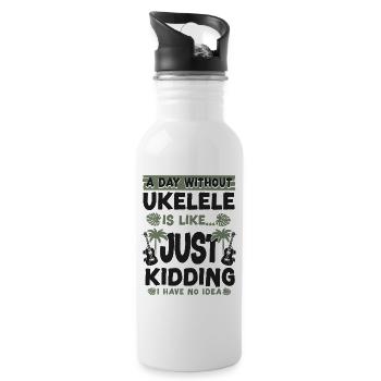 Hawaiian Ukulele Uke A Day Without - Trinkflasche mit integriertem Trinkhalm - Weiß - Rechts