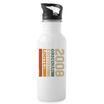 Original 2008 Vintage Vintage Anniversaire Rétro - Gourde avec paille intégrée - blanc - Droite
