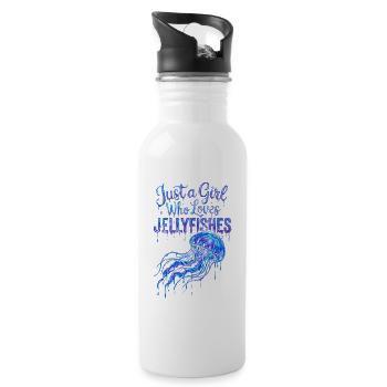 Only one girl loves jellyfish - Water bottle with straw - white - Right